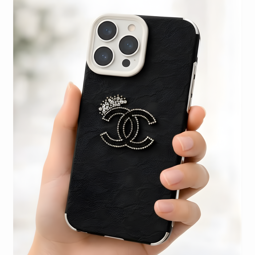Luxe Crown Crystal Leather iPhone Case