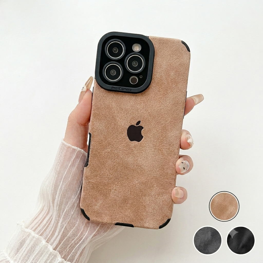New Luxo Velvet Textured Case with Apple logo