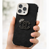 Luxe Crown Crystal Leather iPhone Case
