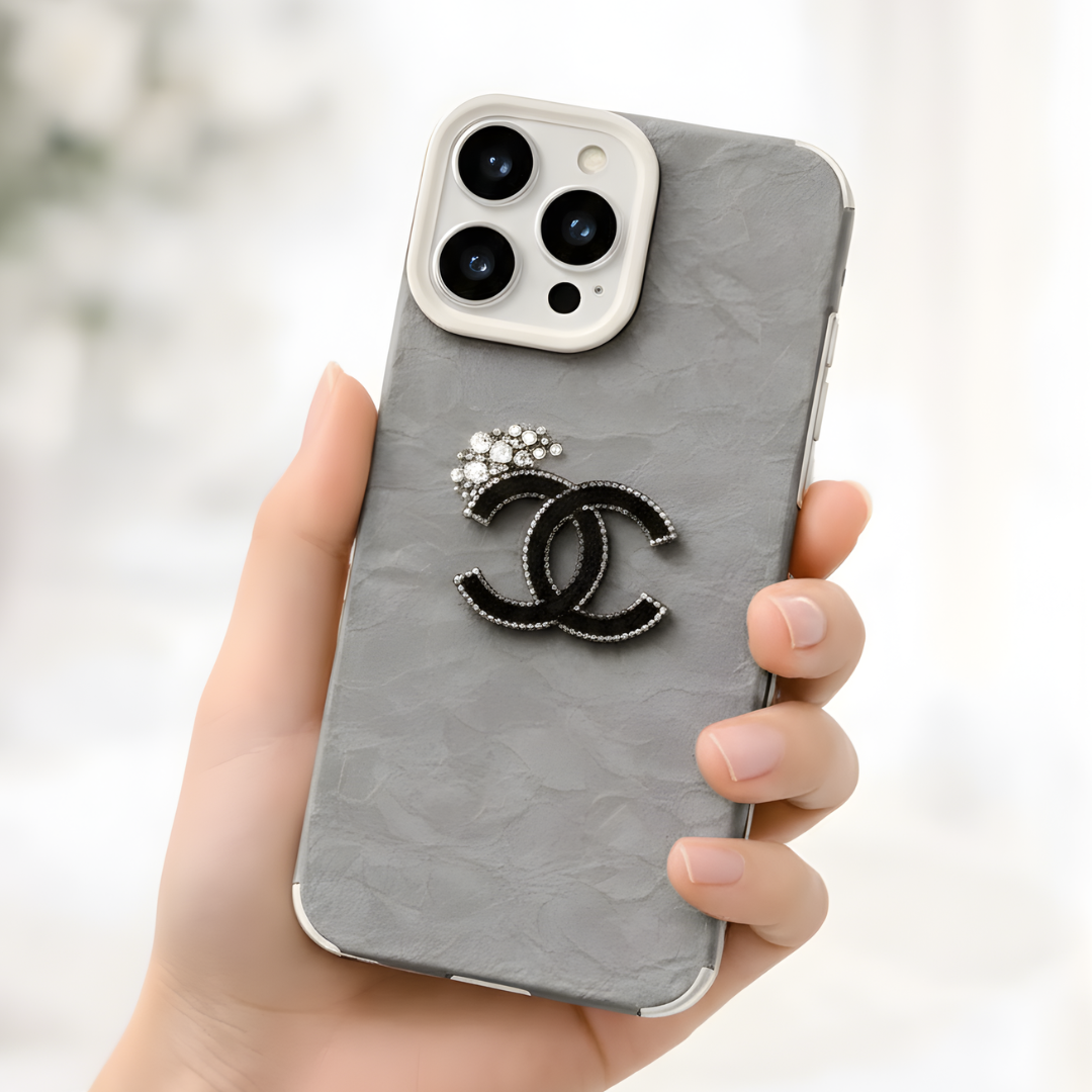 Luxe Crown Crystal Leather iPhone Case